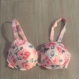 Floral Pink Push-Up Bra